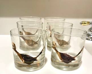 Vintage Couroc of Monterey Road Runner Old Fashioned Glasses