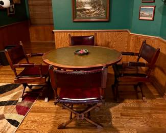 Vintage Leather Chairs and Game Table