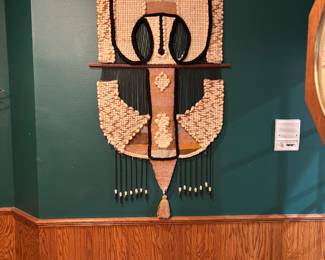 Vintage Don Freeman Owl Shape Handwoven Macrame Wall Hanging