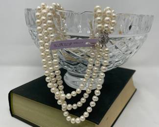 Three Strand Faux Pearl Necklace