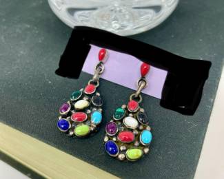 Sterling Silver Earring with Semi Precious Stones