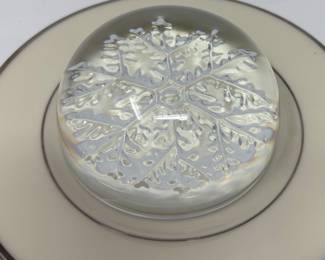 Vintage Snowflake Glass Paperweight