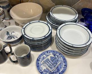 DANSK Frederiksborg Blue Dot Plates Saucers & Bowls