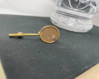 Gold-Tone Tennis Racket Brooch / Pin