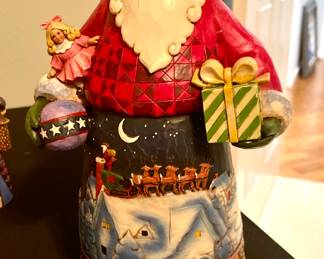 Jim Shore Carved Heartwood Up To The Housetop Santa