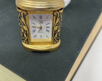 Vintage Andrama Damasquinados Miniature Damascene Mantle Clock