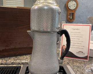 Vintage Guardian Service hammered aluminum percolator coffee pot with a glass lid