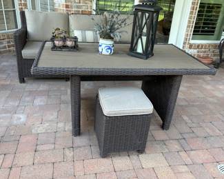 Outdoor Dining Table with Two Stools