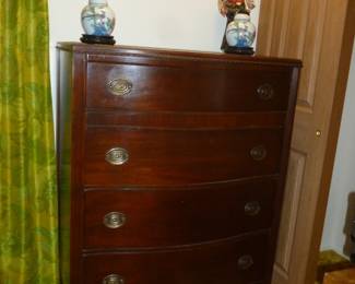 vintage mahogany chest, etc
