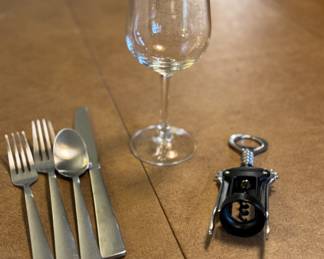 wine opener, Oneida cutlery (full set available - serves 8), wine glasses (11 available)