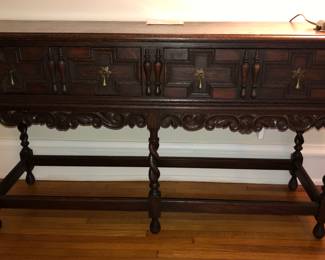 Antique oak entry or console table