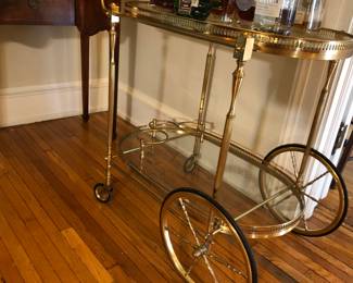 Classic oval brass vintage bar cart 