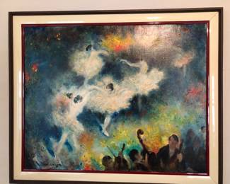 Lovely Ballet oil painting signed 