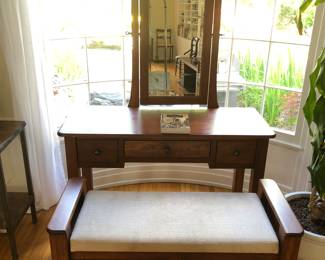Cherry vanity & bench 