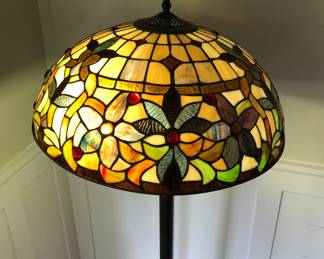 Contemporary leaded glass floor lamp