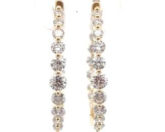 NEW! 1 Carat Diamond Inside-Out Hoop Earrings in 14k Yellow Gold