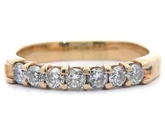 0.70 Carat Natural Diamond 7-Stone Slim Ring in 14k Yellow Gold