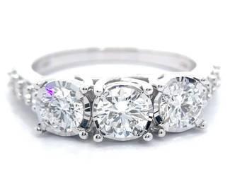 NEW! 1.50 Carat Diamond Three-Stone Past, Present & Future Trellis Ring in White Gold
