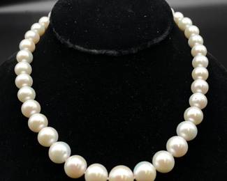 White Pearl 10.75 - 12.75mm Necklace w/ 14k Gold Clasp