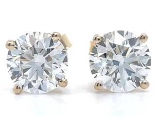 NEW! 2 Carat Diamond Round Brilliant Cut Four-Prong Martini Stud Earrings