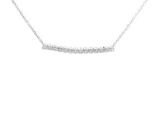 NEW! 0.25 Carat Pavé Diamond Bar Pendant Layering Necklace in 14k White Gold
