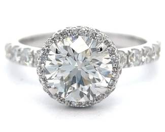 NEW! 2.91 Carat Pavé Diamond Halo Ring in 14k White Gold