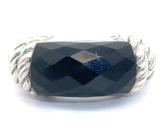 Judith Ripka Faceted Onyx Nautical Twisted Rope Ring