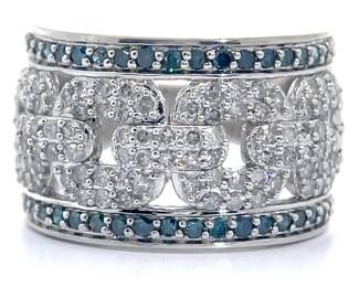 NEW! Pavé Natural White Diamond & Fancy Blue Diamond Ring