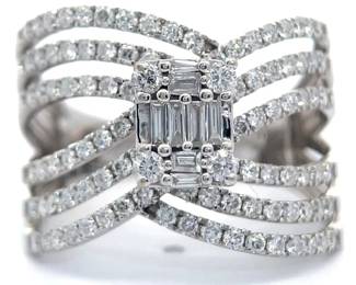 NEW! 1.50 Carat Pavé Diamond Multi-Row Ring in 14k White Gold