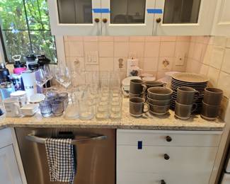 Wine glasses; dishes