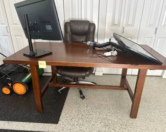 Desks, chairs, monitors