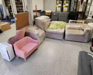 Furniture: couches, futon, rugs