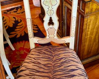 Beautiful Drexel Heritage Dining Table with 8 Hand Painted High Back Chairs and Three 22" W Leaves.