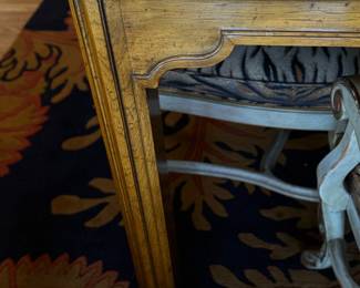 Beautiful Drexel Heritage Dining Table with 8 Hand Painted High Back Chairs and Three 22" W Leaves.