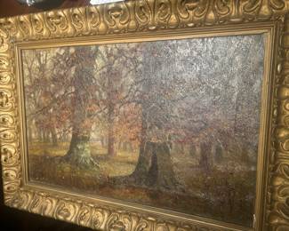 Edward B. Gay (American, 1839 - 1928) Oil on Canvas, Forest Scene, Signed and dated lower left.