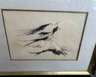 Original pen and Ink by Austin Artist Jerry V. Seagle,  signed and titled "Birds" 