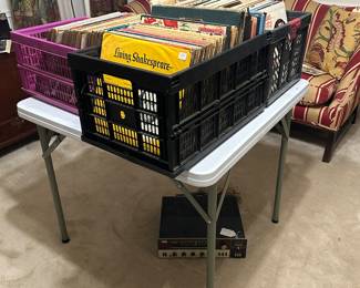 3 crates of LPs on second floor (classical, country, lounge, pop, soft rock, jazz, odd) 