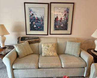 Ethan Allen sage green sofa