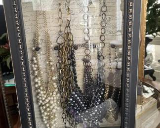Shadow Box with costume jewelry