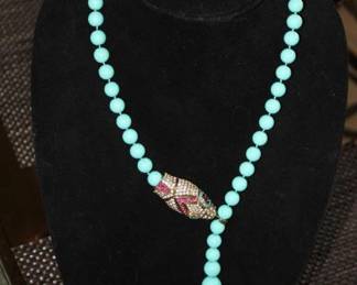 Graziano snake necklace faux turquoise & jewels 24 in.