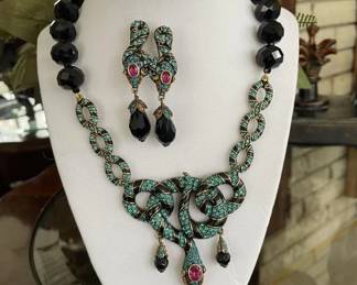 Heidi Daus Multicolored snake necklace w/ pierced earrings