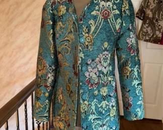 Peck & Peck Floral Brocade Jacket Lined