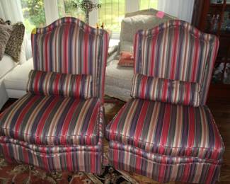 Pair oversize slipper Chairs by Baker 40" x 33"