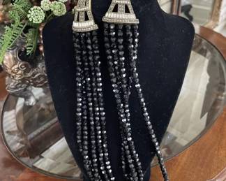 Heidi Daus Black beads w/white  & brass accents