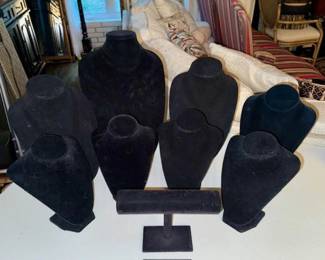9pcs Black Velvet Necklace Stands & Bracelet Stand