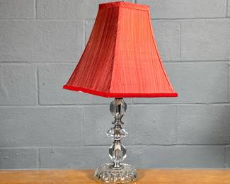 CUT GLASS LAMP | Having geometrically cut glass base
Dimensions: h. 20 x dia. 5 in (w/o shade)