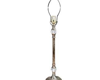 ANTHROPOLOGIE SILVERED TABLE LAMP | Silvered brass table lamp with glass orbs. Originally from Anthropologie, made in India. - h. 27 x dia. 5.5 in