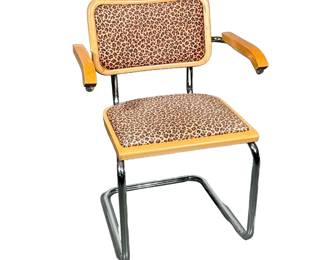 MANNER OF MARCEL BRAUER ARMCHAIR | Leopard print armchair with tubular frame - h. 32 x w. 24 x d. 20 in
