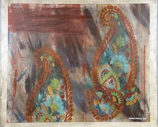 ANDRE LANOUX (20TH/21ST CENTURY) OIL PAINTING | Abstract oil painting. Oil on paper mounted to stretched canvas. 20 x 25.5 in. Sight. Signed & dated lower right - h. 22 x w. 28 in (stretched canvas)