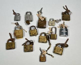 (14pc) MISC. LOCKS & KEYS | Including ACME, RFD, and other locks, all with their keys.